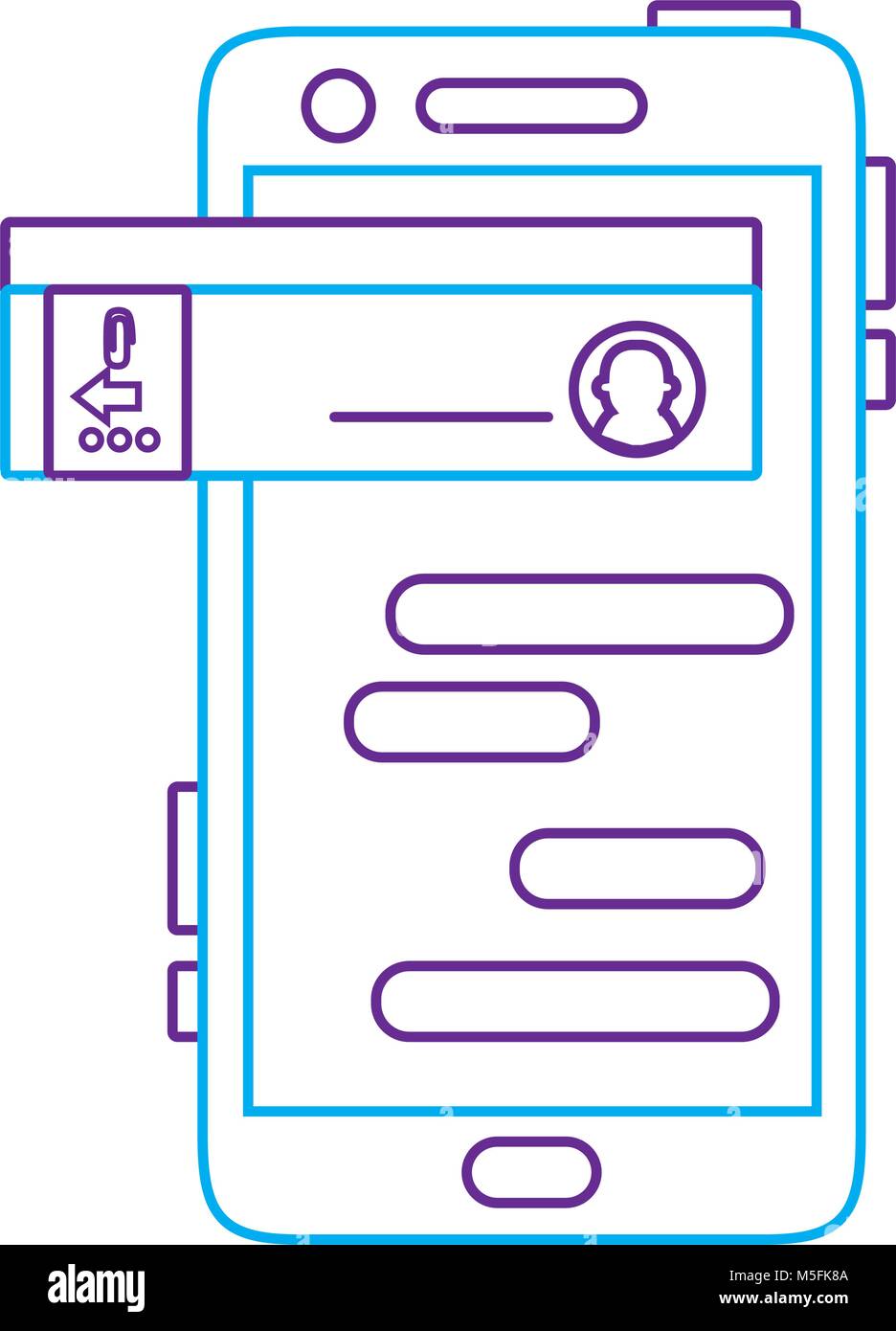 color line smartphone with social chat bubble messages vector ...