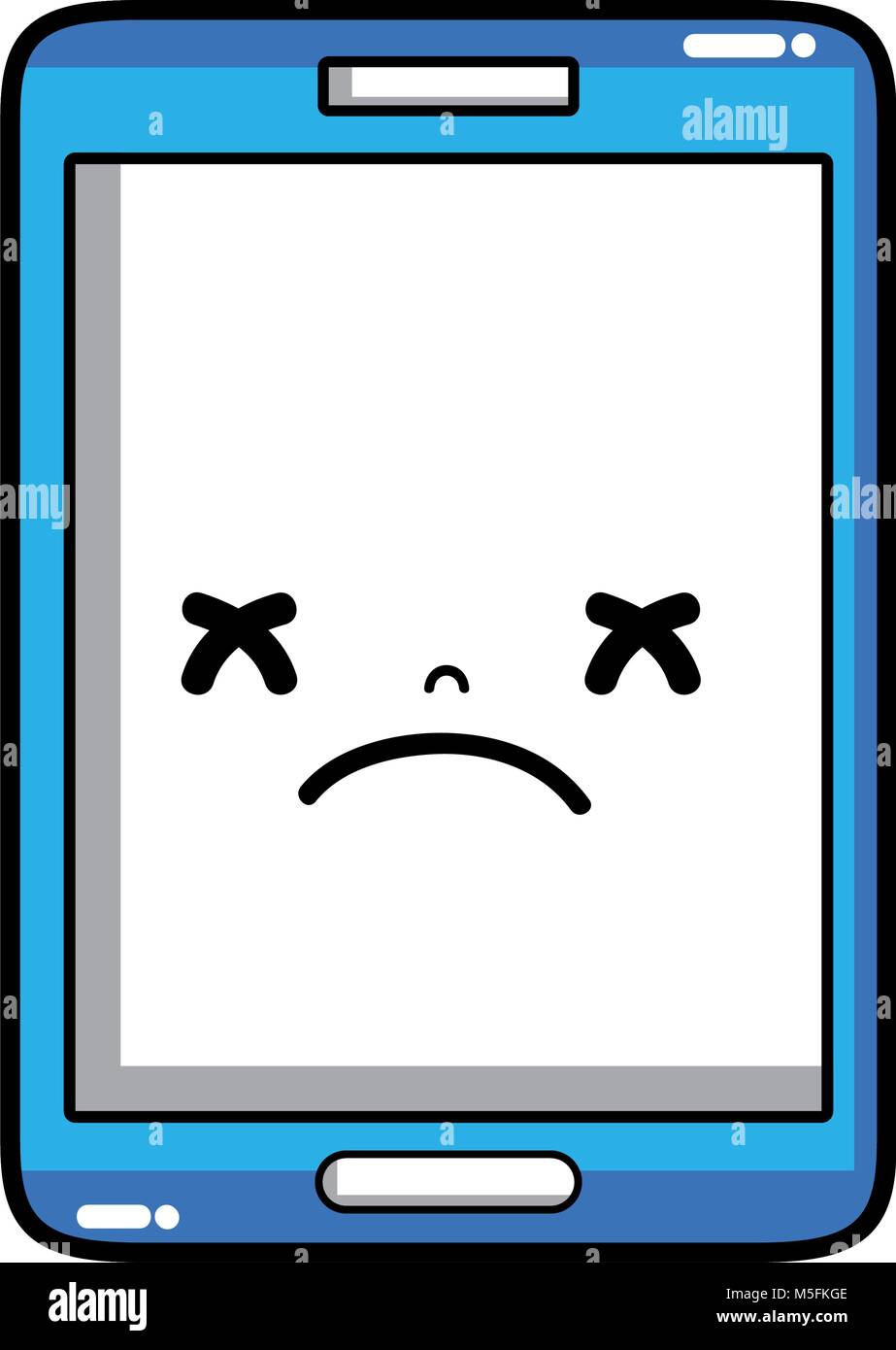 kawaii smartphone cute gloomy face vector illustration Stock Vector ...