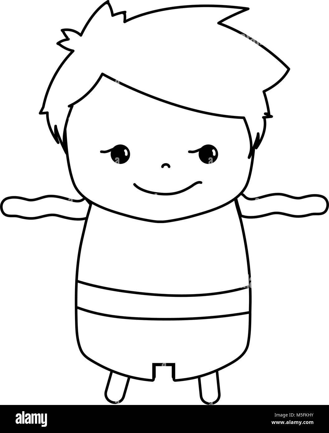 line boy with hairstyle design and rogue face vector illustration Stock ...