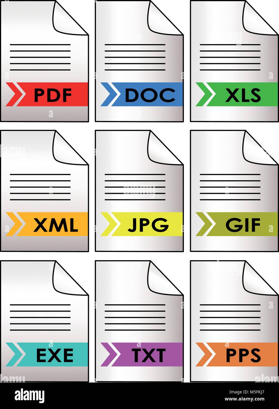 File formats icon set - vector Stock Vector