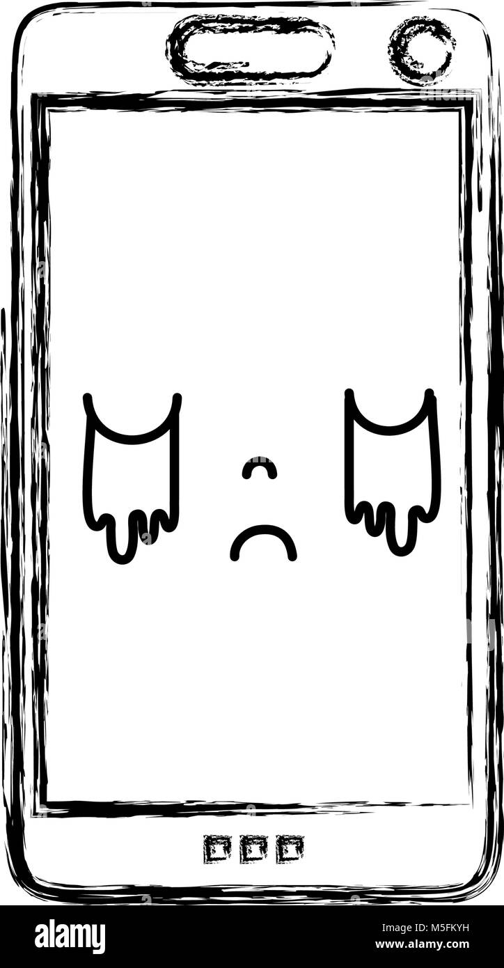 figure kawaii smartphone cute crying face vector illustration Stock ...