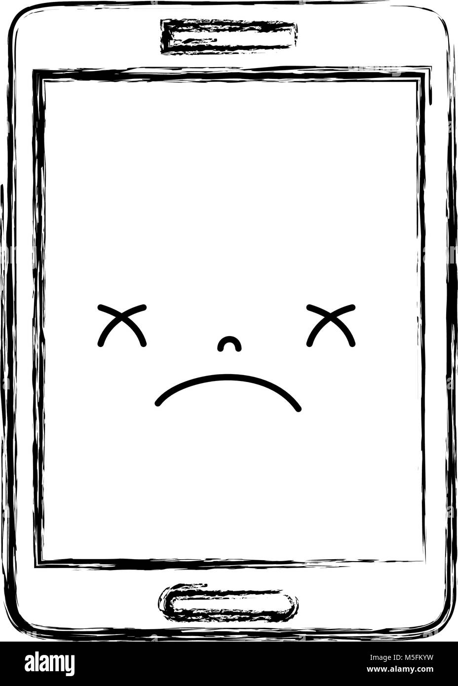 figure kawaii smartphone cute gloomy face vector illustration Stock ...