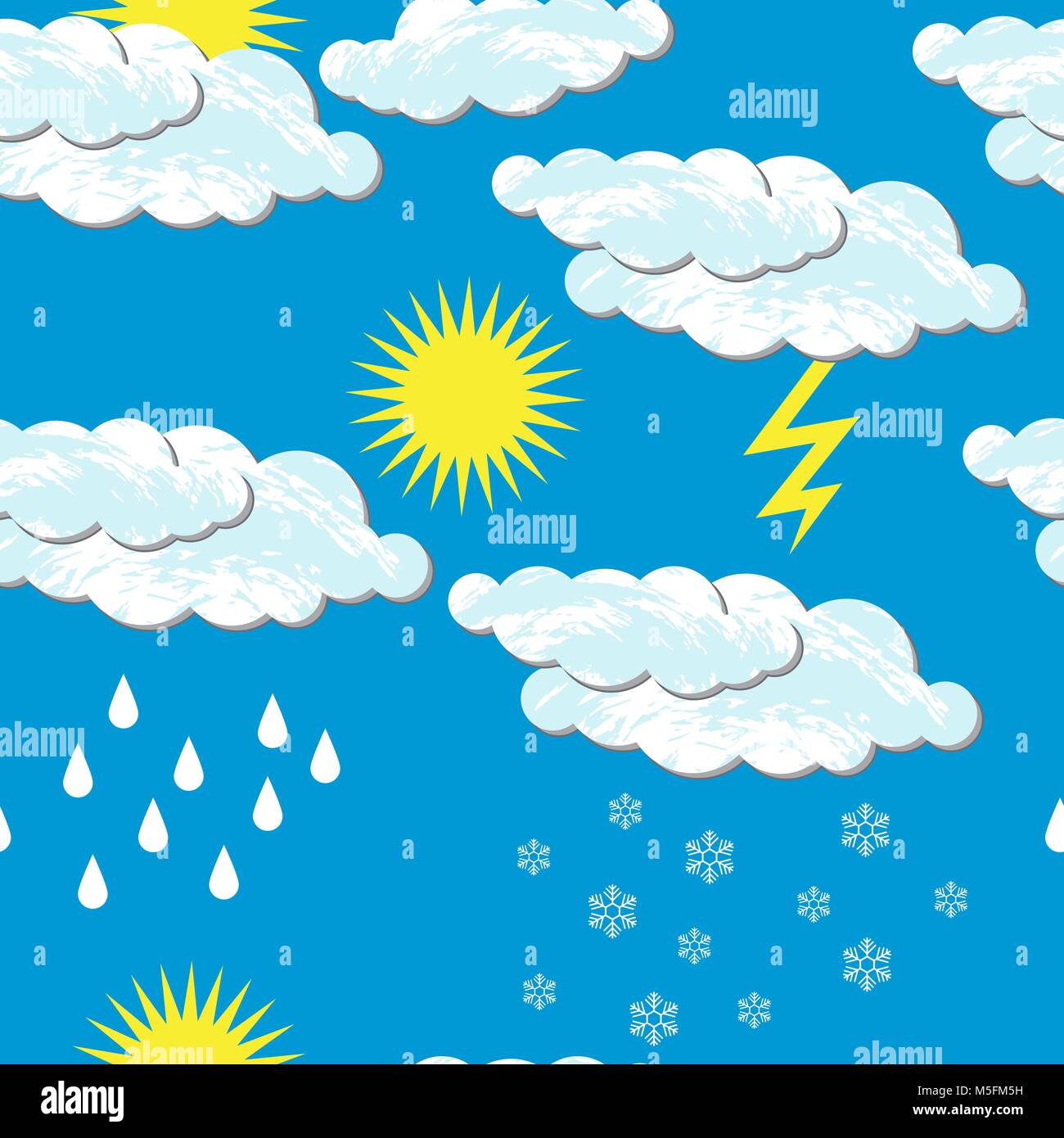 World Meteorological Day. Seamless pattern. For day time. Clouds, sun ...