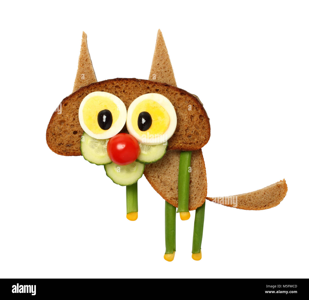 Funny idea of making a cat with food ingredients Stock Photo - Alamy