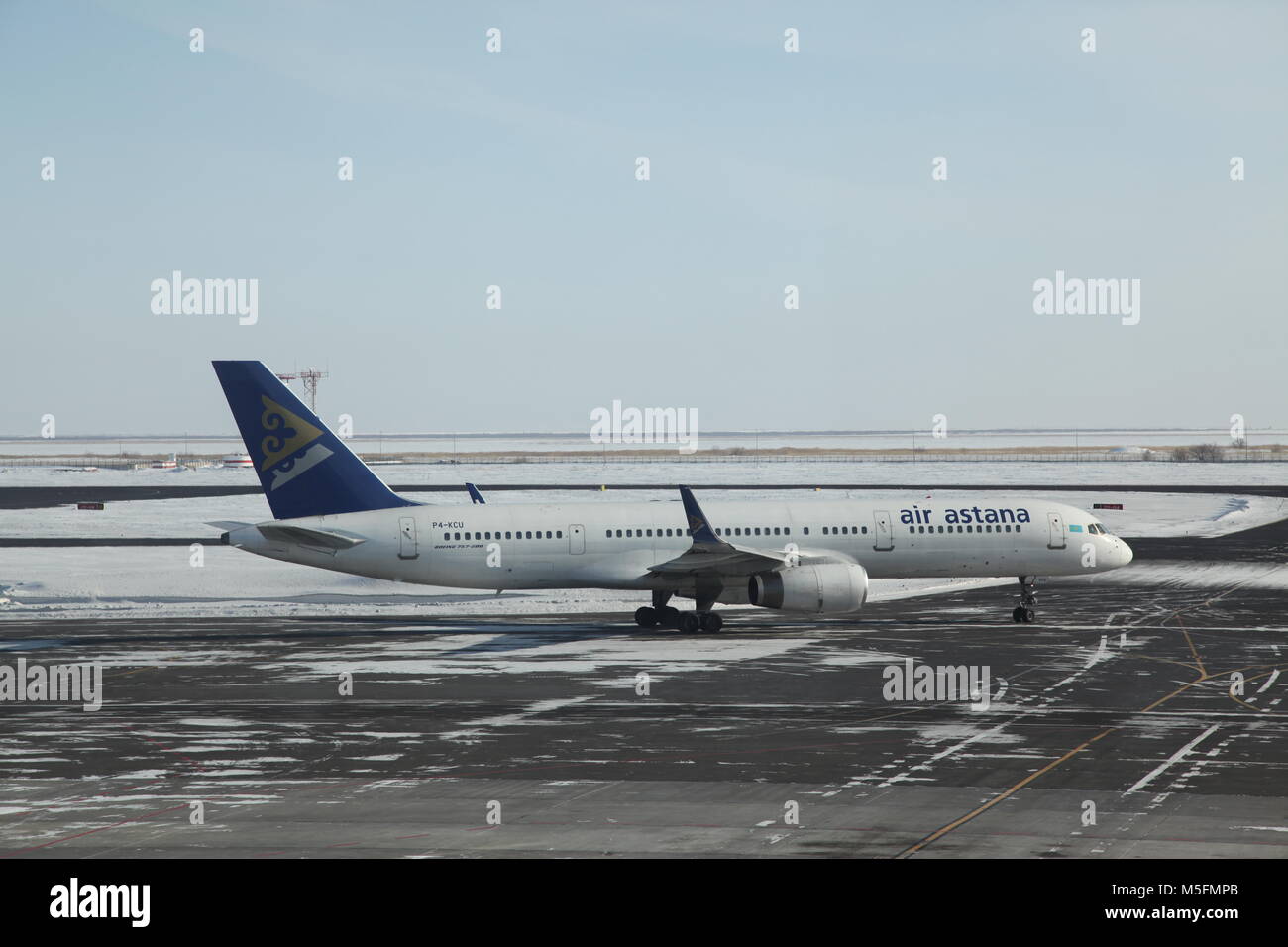 Kazakhstan. Astans airport. Airplane Stock Photo