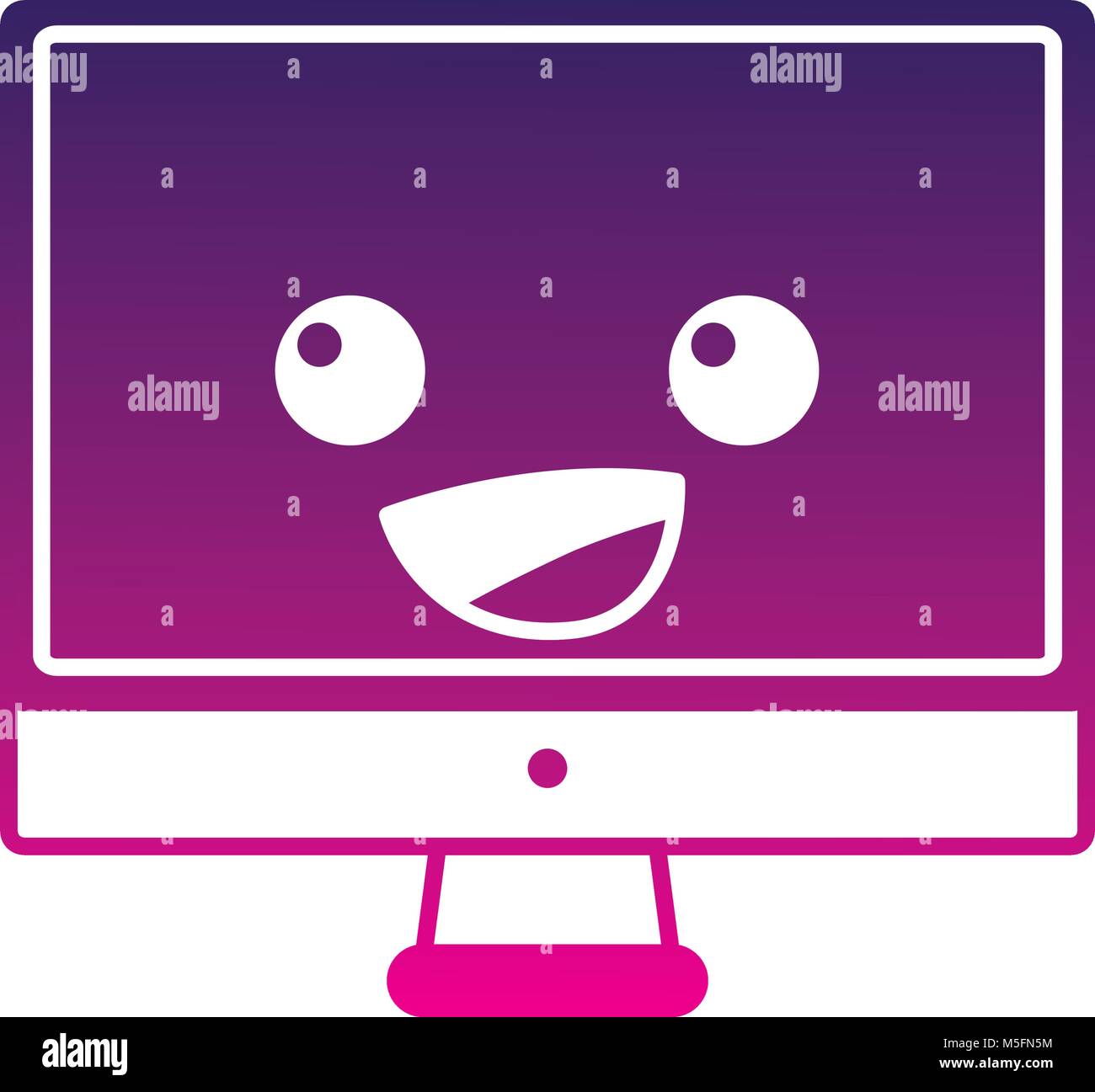 silhouette happy computer screen kawaii cartoon vector illustration ...