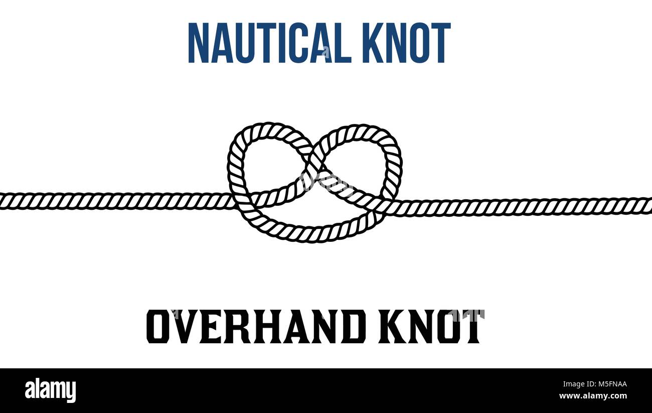 Overhand knot on white background, vector illustration Stock Vector