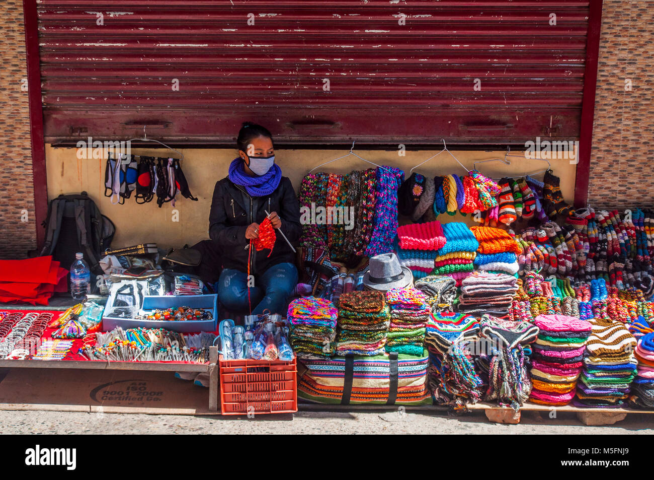 vendor selling woolens, kangra, himachal pradesh, India, Asia Stock Photo