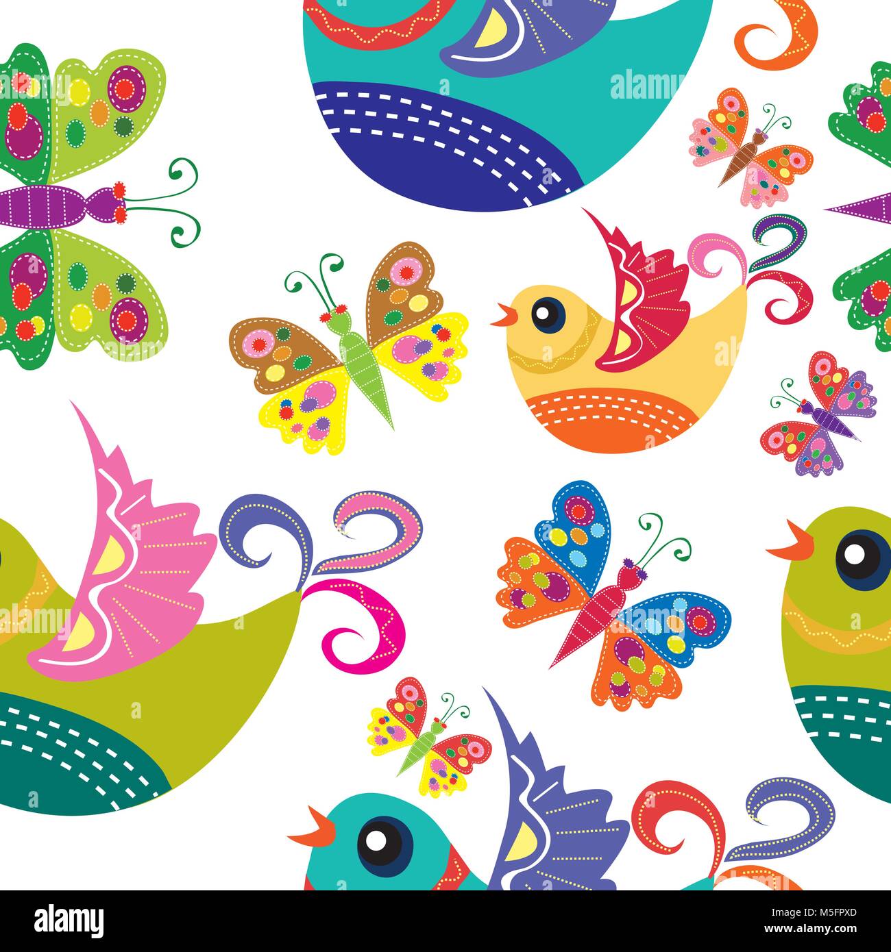 Bird and Butterfly Vector Seamless Pattern Stock Vector Image & Art - Alamy