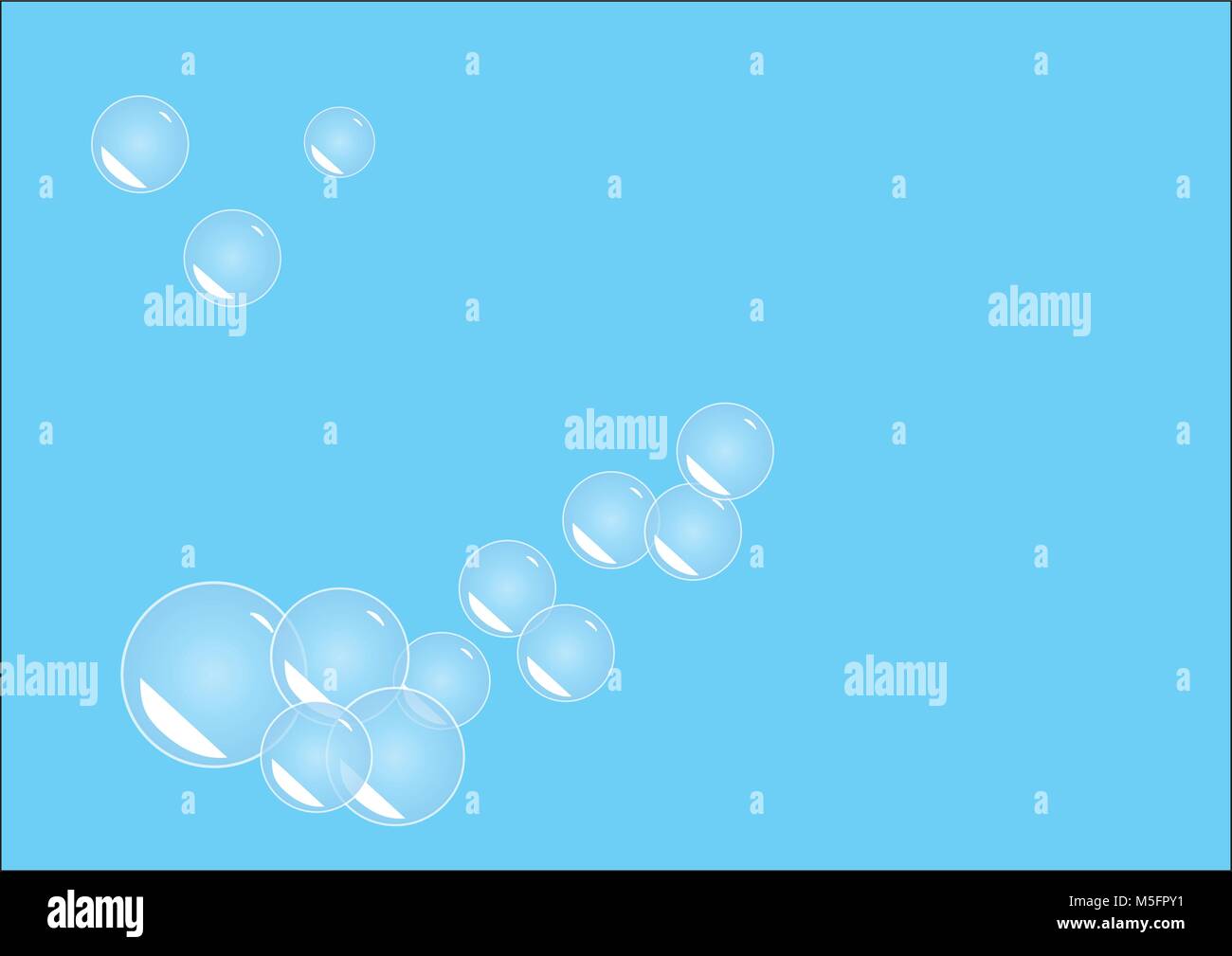 An illustration of several bubbles on a blue background Stock Vector