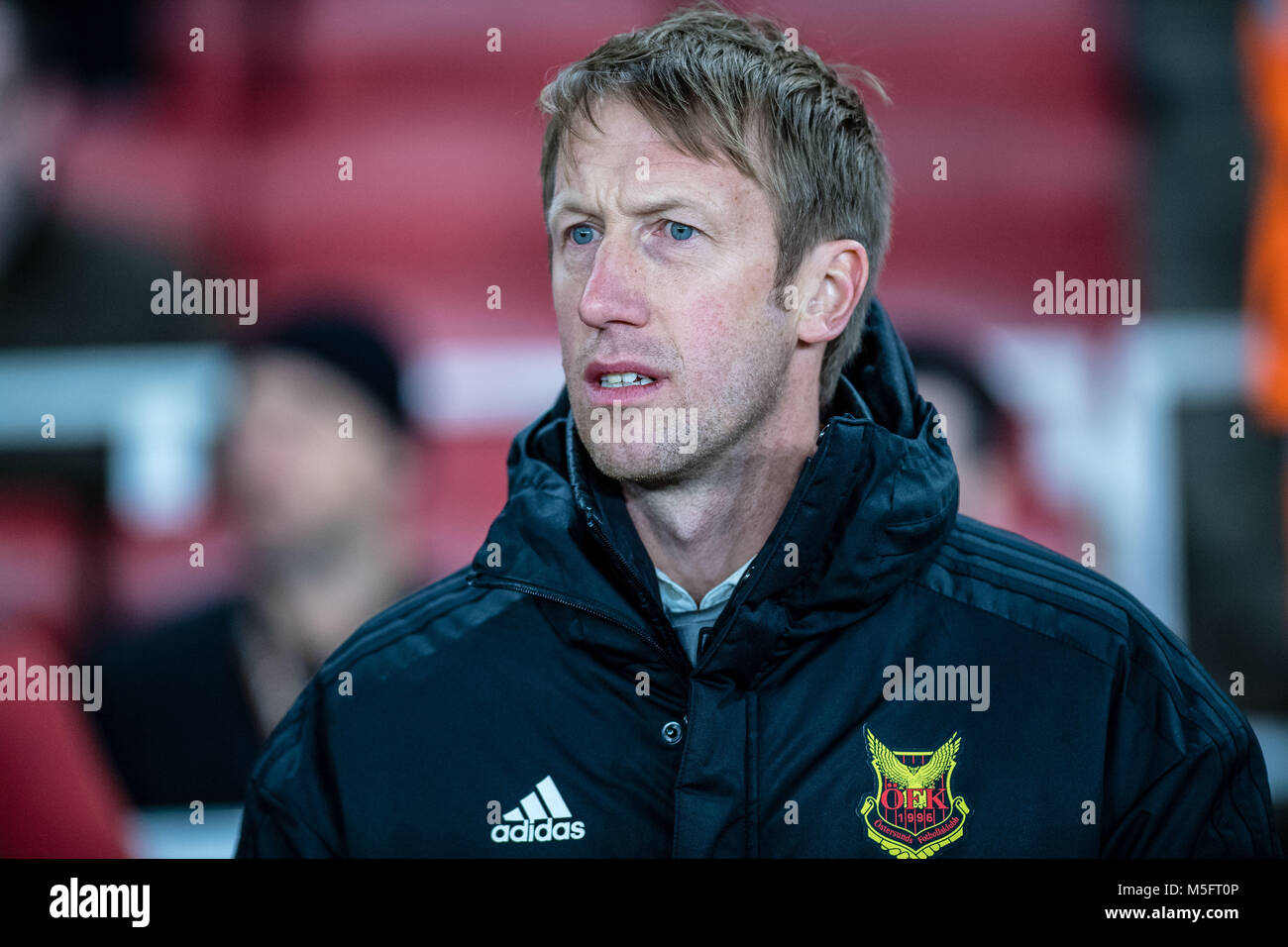 LONDON, ENGLAND - FEBRUARY 22: Graham Potter manager of Osterunds FK during UEFA Europa League Round of 32 match between Arsenal and Ostersunds FK at the Emirates Stadium on February 22, 2018 in London, United Kingdom. Stock Photo