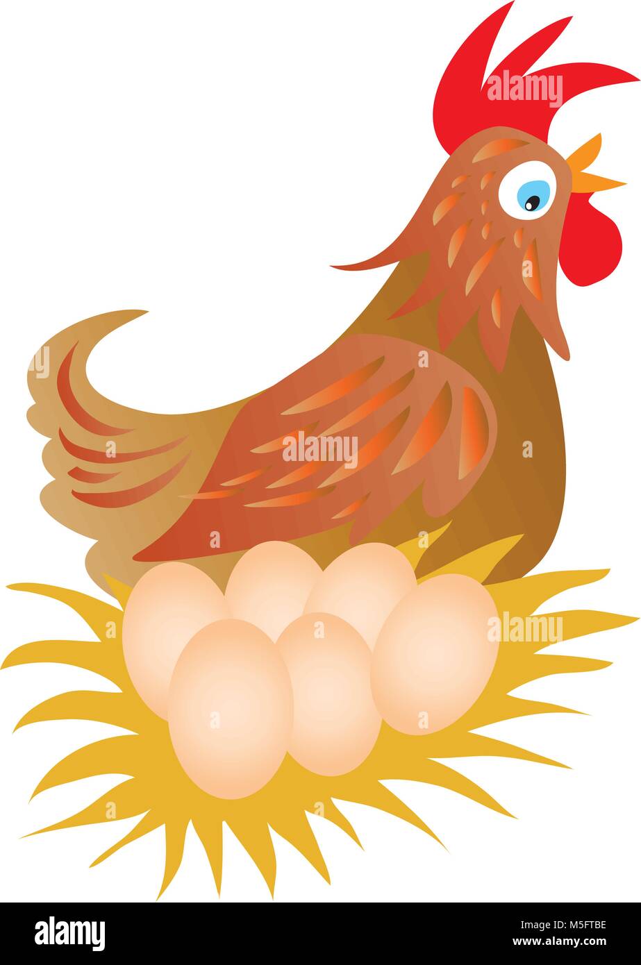 Hen and six eggs Stock Vector Image &amp; Art - Alamy