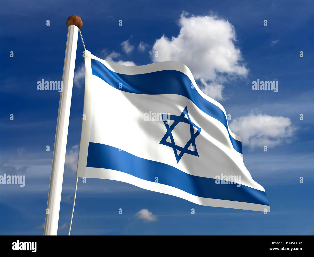 3D Israel flag (with clipping path) Stock Photo