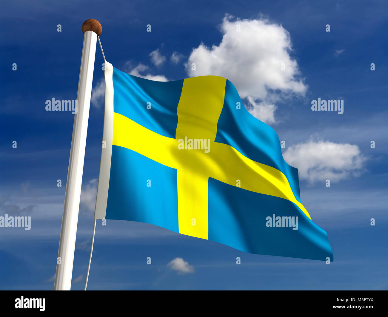 3D Sweden flag (with clipping path) Stock Photo