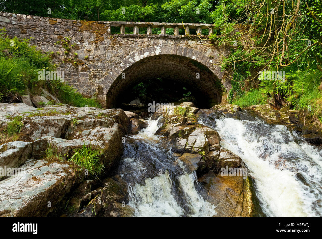 Bridge over the Shankhill River shortly before in joins the River Liffey, near Clogleagh, County Wicklow, Ireland Stock Photo