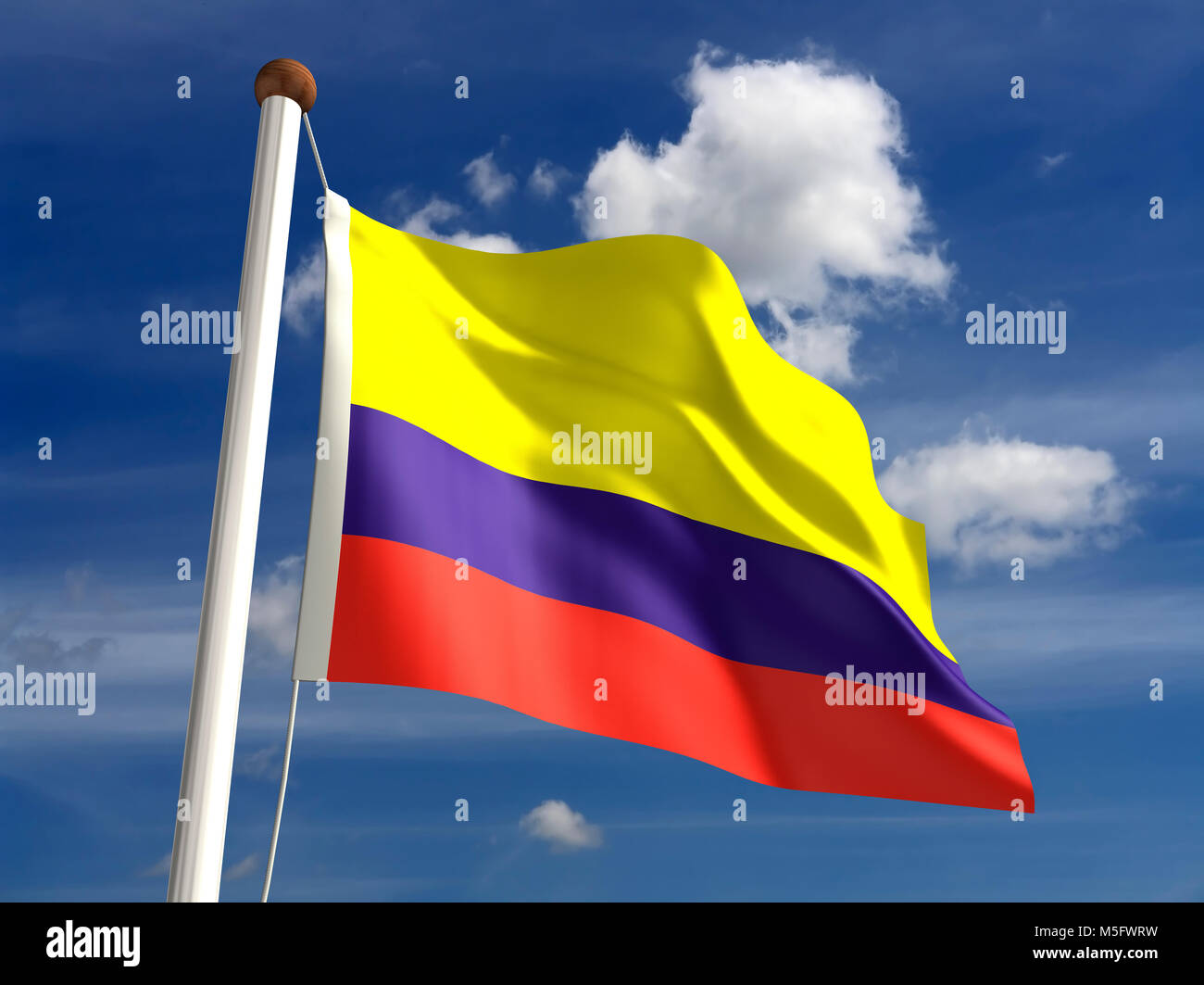 3D Colombia flag (with clipping path) Stock Photo