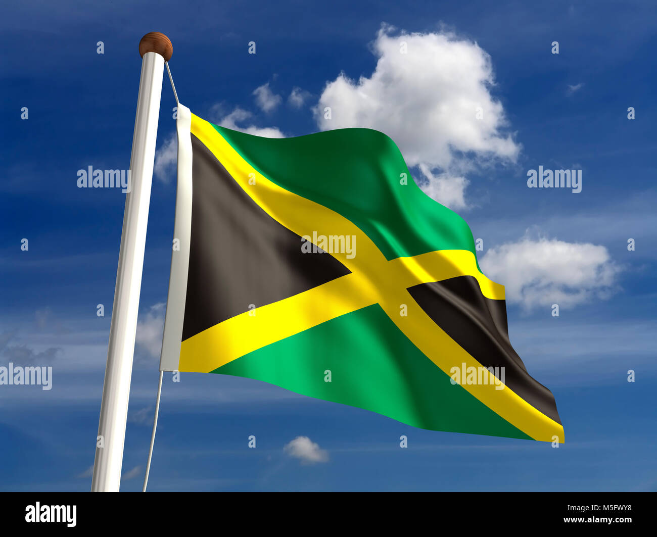 3D Jamaica flag (with clipping path) Stock Photo