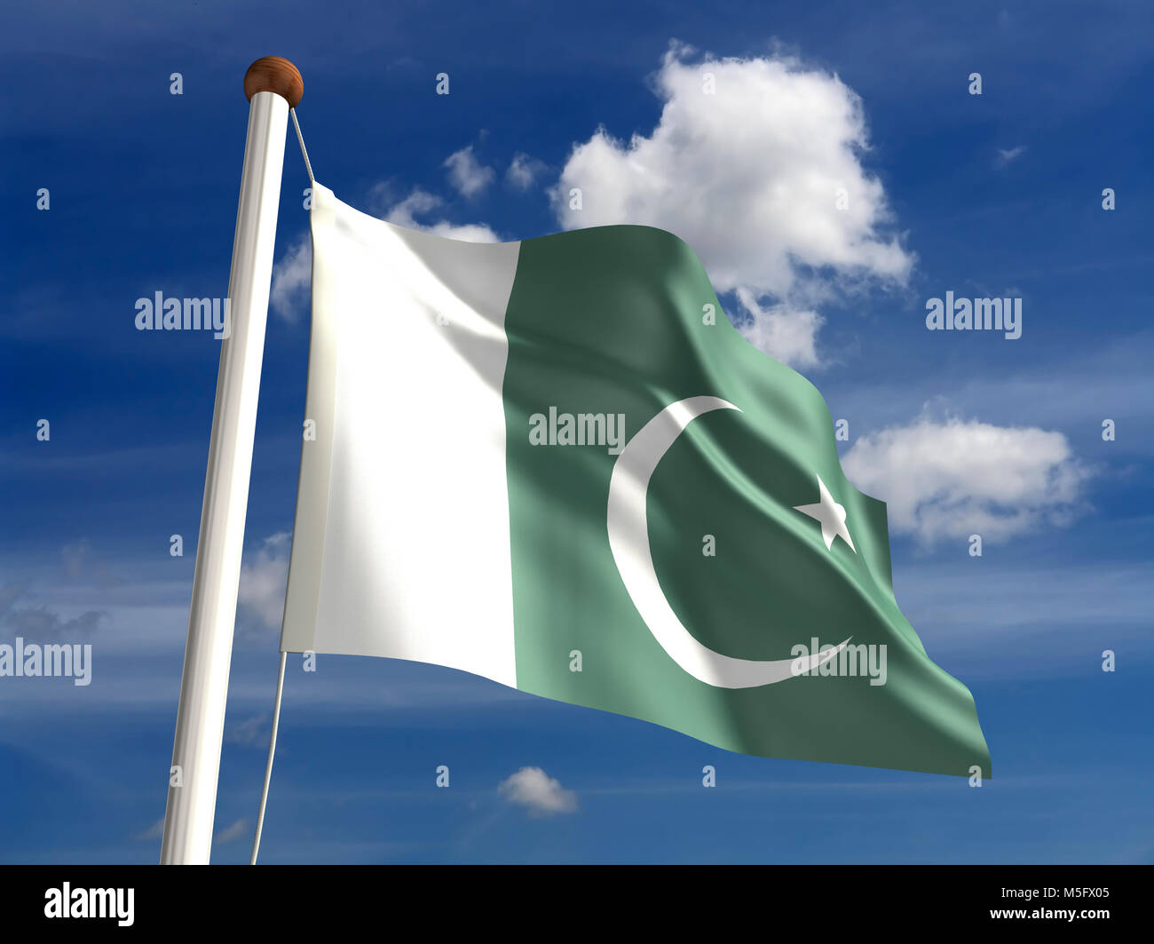 3D Pakistan flag (with clipping path) Stock Photo