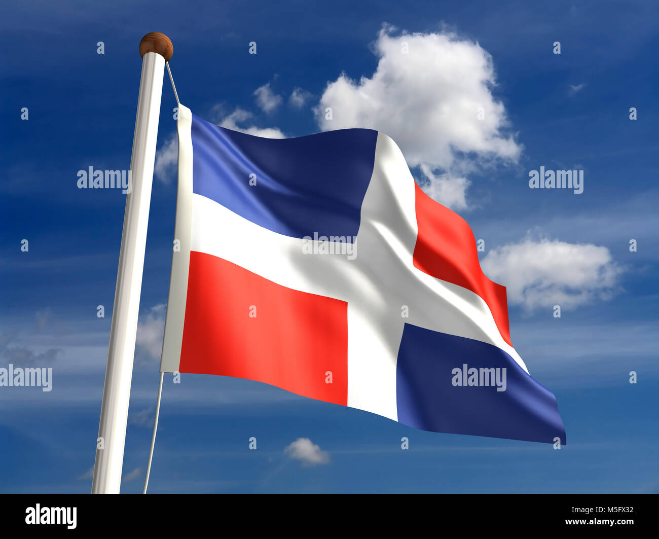 3D Dominican Republic flag (with clipping path) Stock Photo