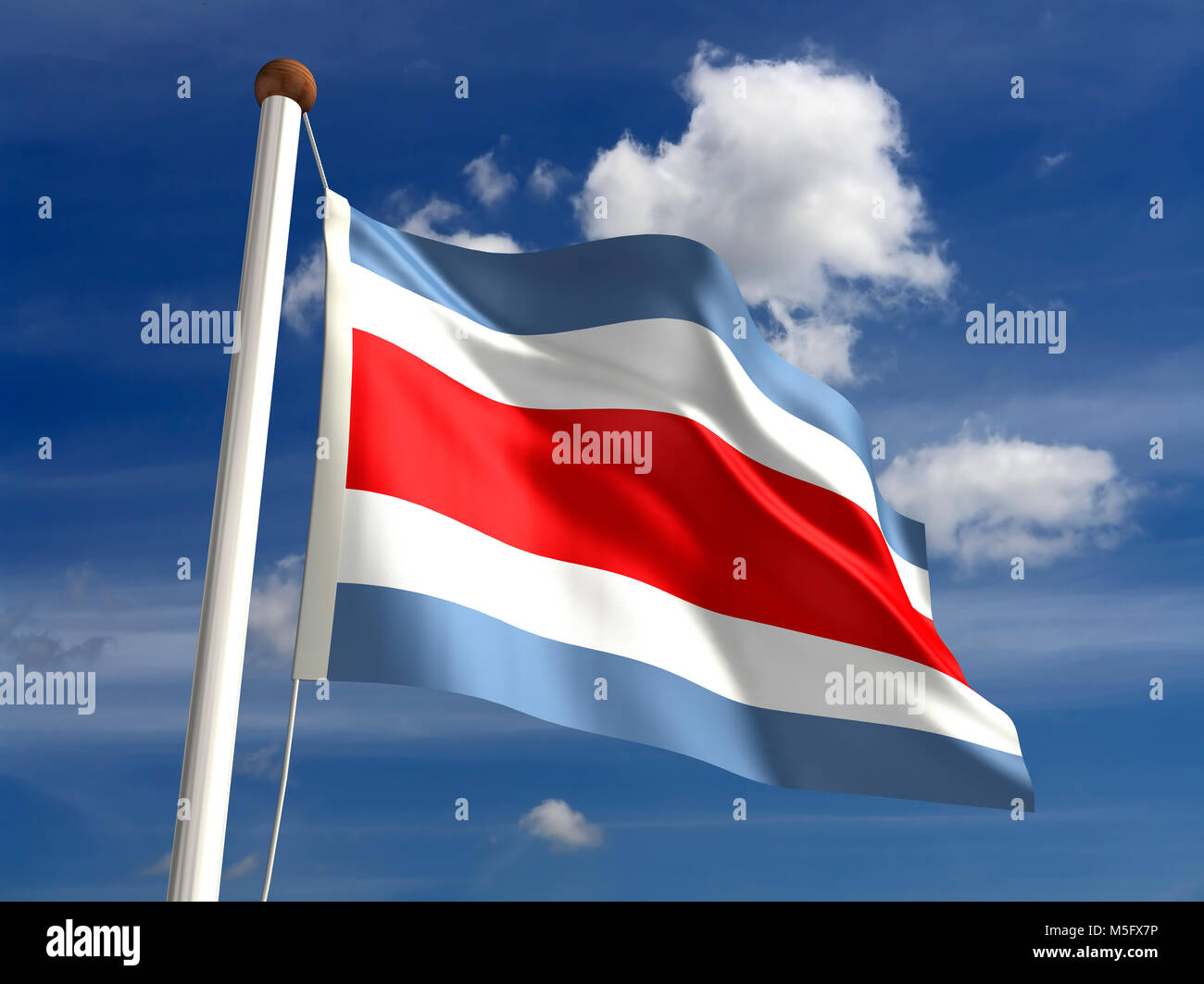 3D Costa Rica flag (with clipping path) Stock Photo