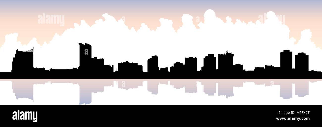 Skyline silhouette of the city of Windsor, Ontario, Canada Stock Vector