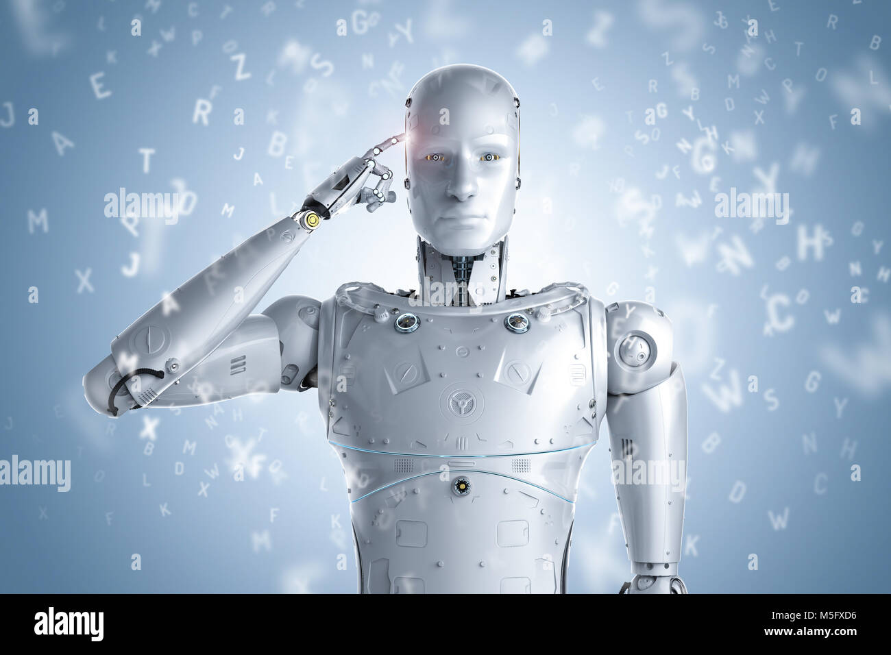 3d rendering robot learning or machine learning with alphabets Stock ...