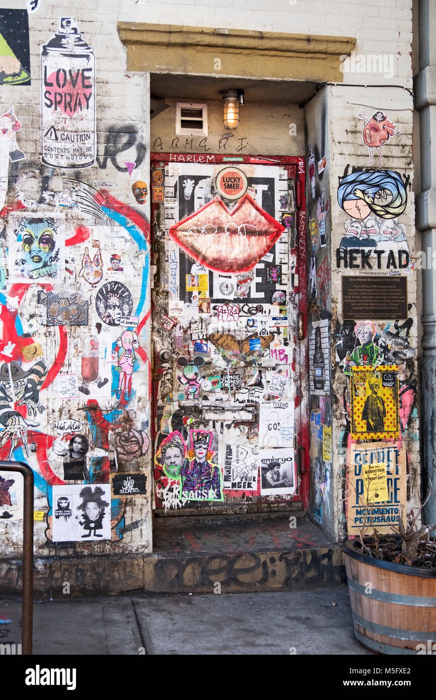 The doorway to the home where Jean-Michel Basquiat lived on Great Jones  Street in the East Village, downtown, New York City Stock Photo - Alamy