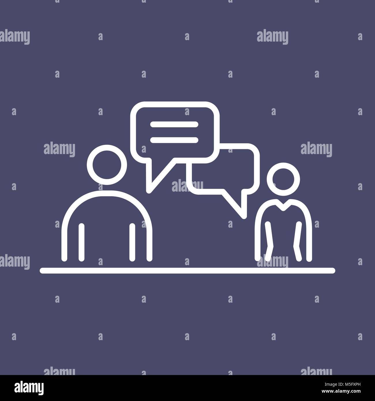 Meeting conversation business people icon simple line flat illustration. Stock Vector