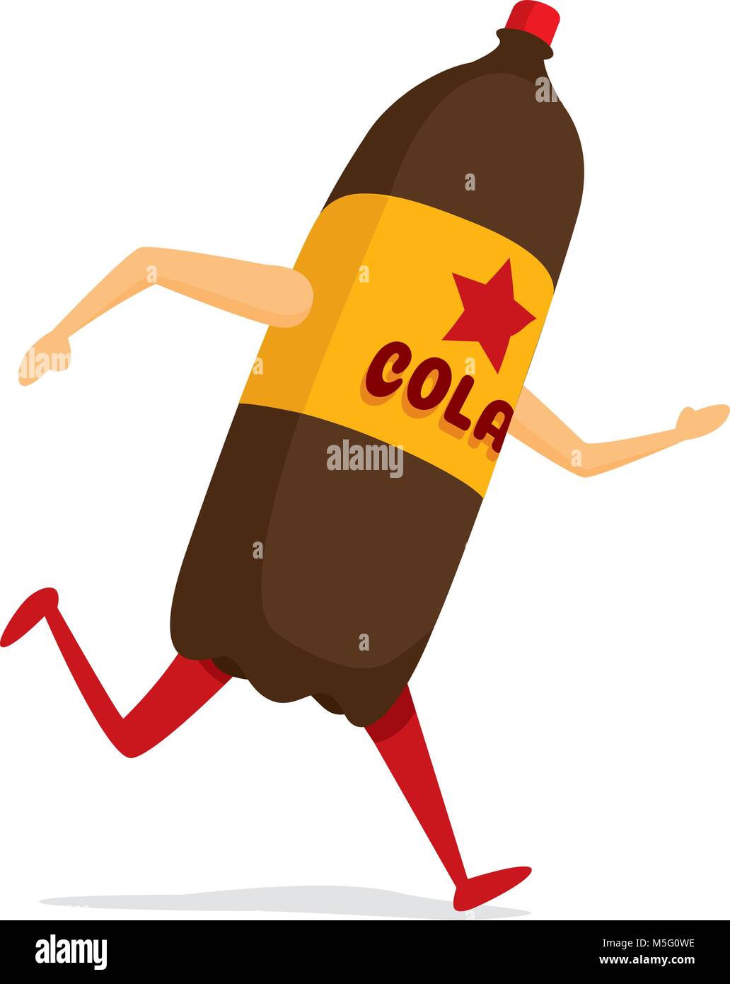 Cartoon illustration of cola soda bottle running fast Stock Vector