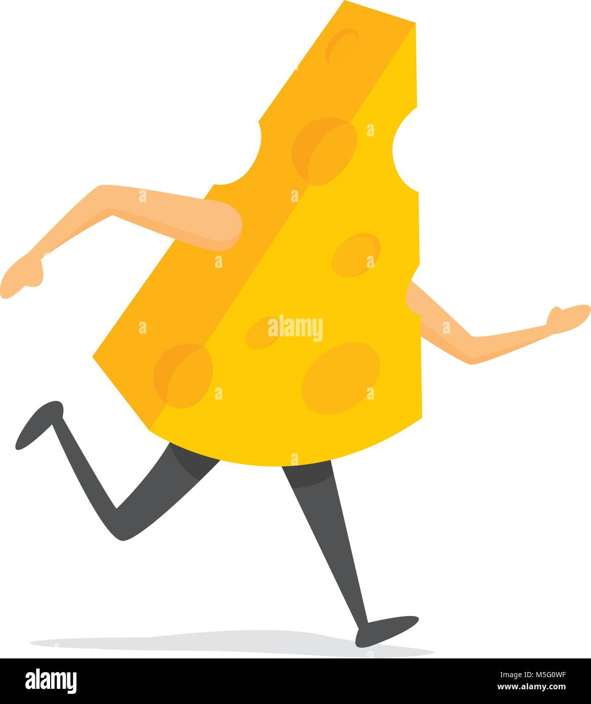 Cartoon illustration of gruyere cheese on the run Stock Vector Image