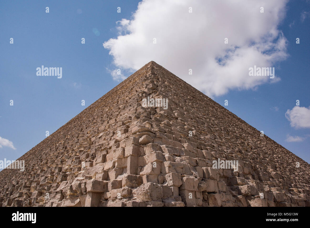 Great Pyramid of Cheops base view. Giza Plateau, Cairo, Egypt. Stock Photo