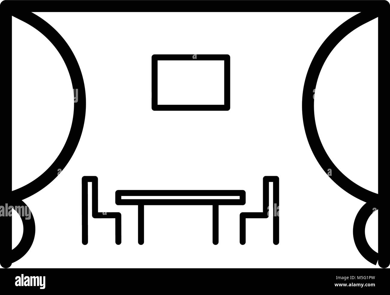 Kitchen symbol. Tables chair windows line icon, Outline and filled vector sign, linear and full pictogram isolated on white, logo illustration Stock Vector