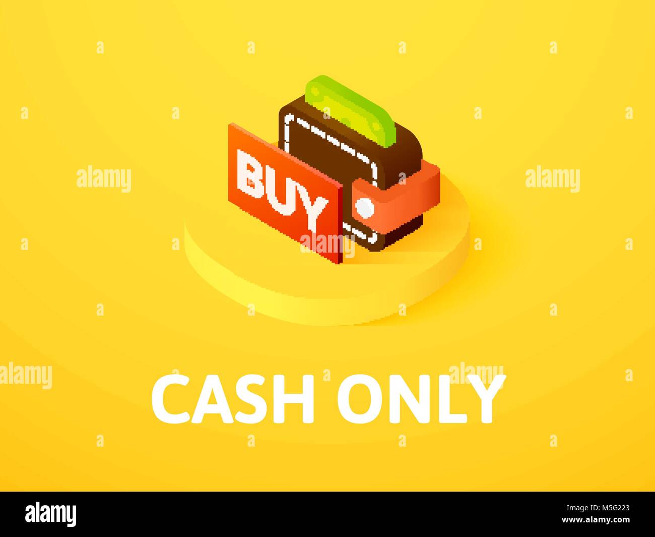 Cash only isometric icon, isolated on color background Stock Vector
