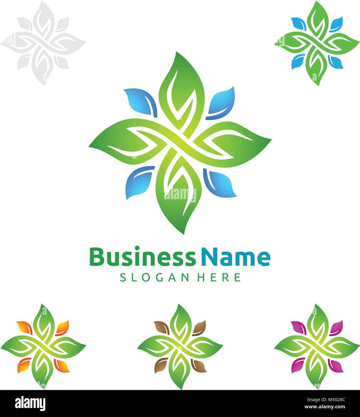 Natural Green Tree Logo with Ecology Leaf Template Stock Vector Image ...