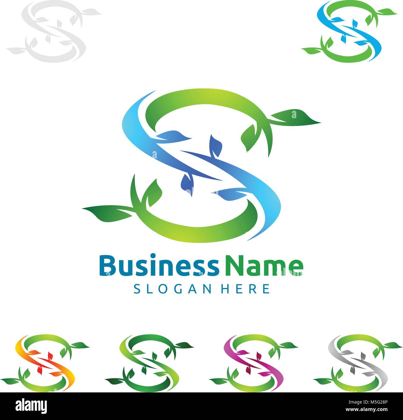 S letter with green tree of ecology leaf vector logo design Stock ...