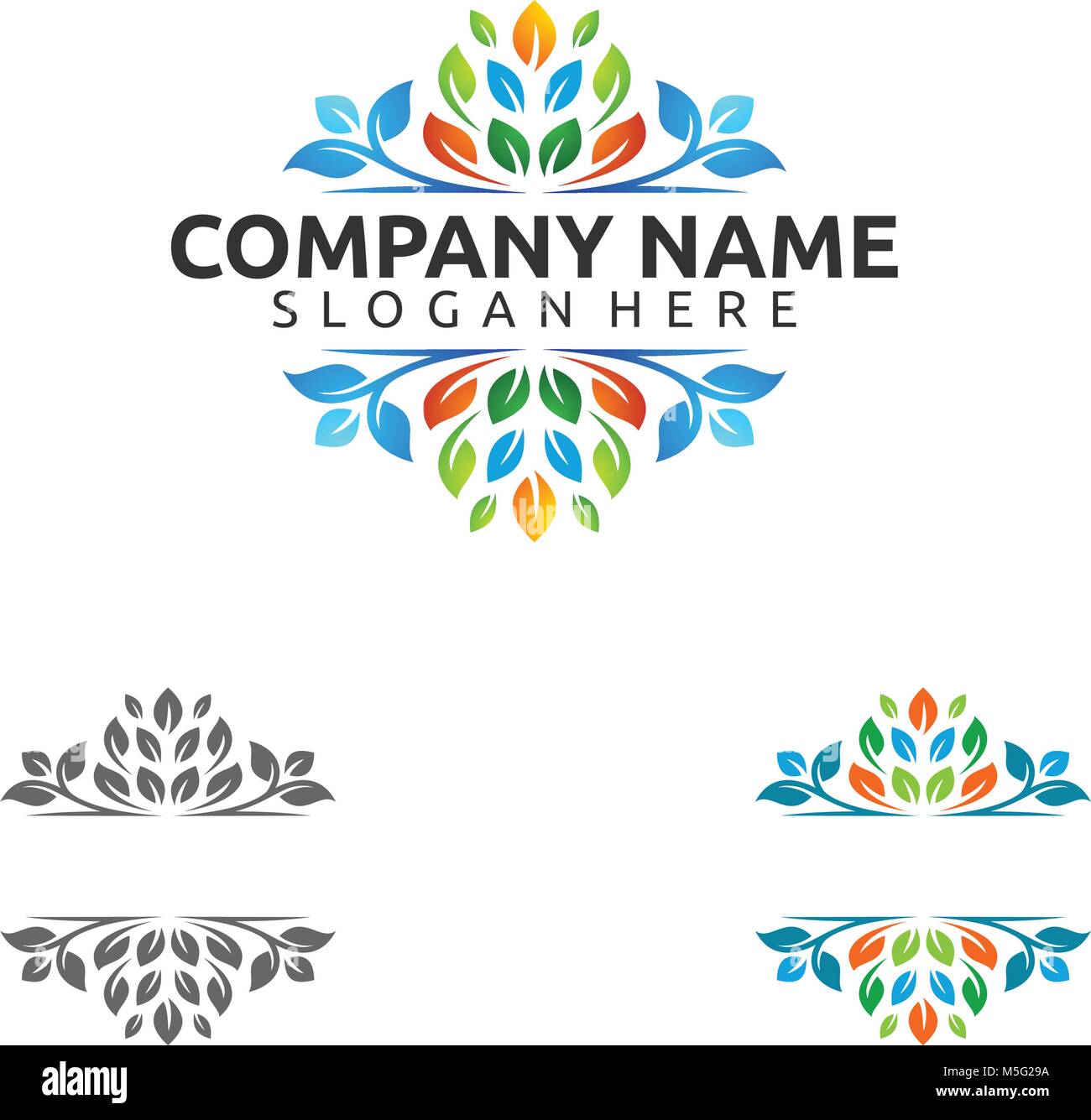 Natural Green Tree Logo with Ecology Leaf Template Stock Vector Image ...