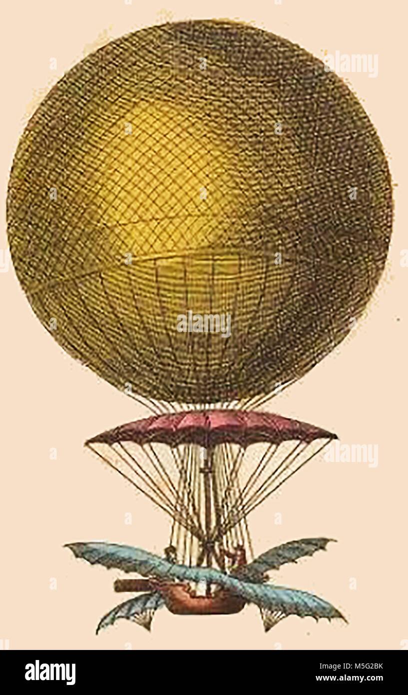 Historic aeronautics, balloons and flying machines - Jean-Pierre Blanchard's Balloon Stock Photo