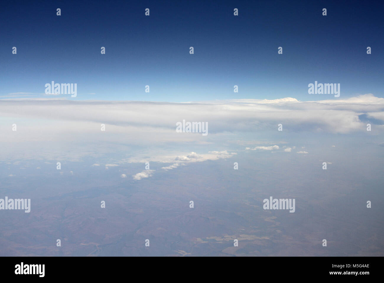 View of clouds from a airplane, Africa Stock Photo