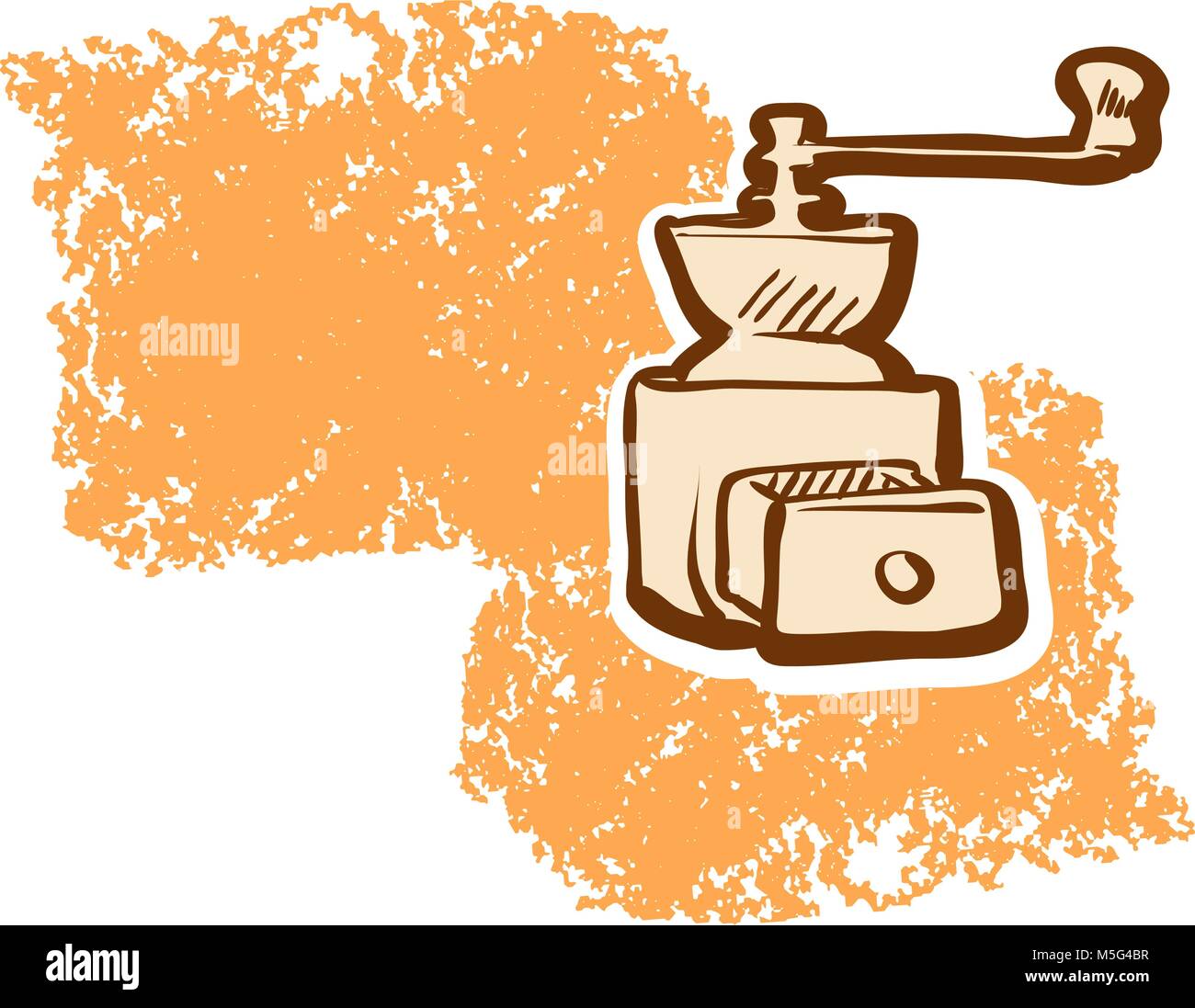 Coffee Grinder and Empty Space Sketch. Concept Vector Artwork with copy Space. Ideal for Food Price Labeling and Poster Layouts. Stock Vector