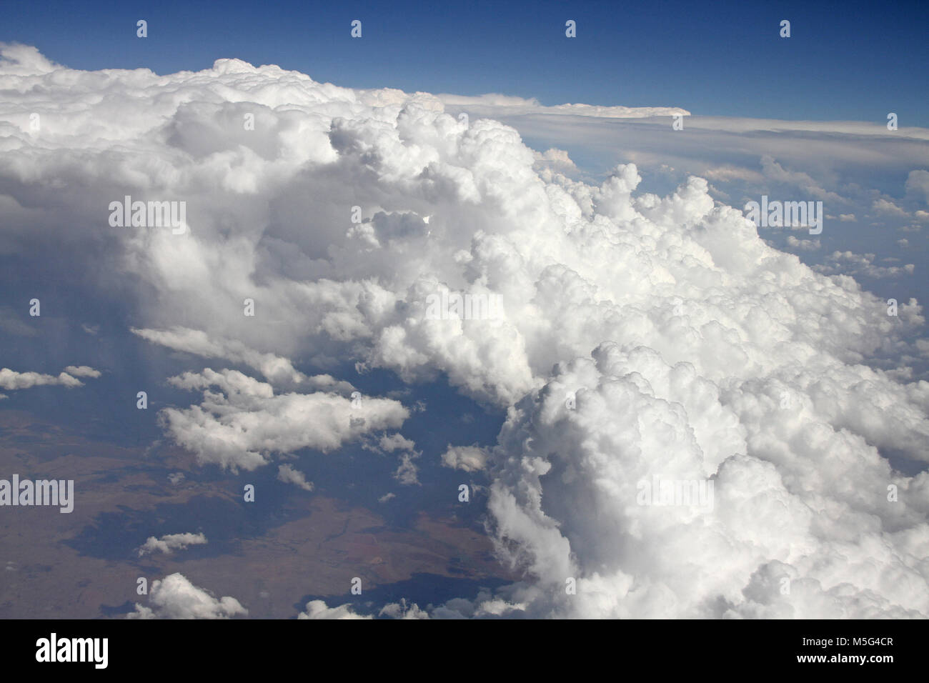 View of clouds from a airplane, Africa Stock Photo