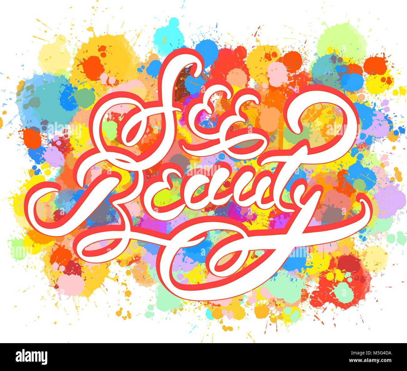 See beauty word hand lettering. Vector Artwork Concept. Ready for Poster Print and Greeting Card