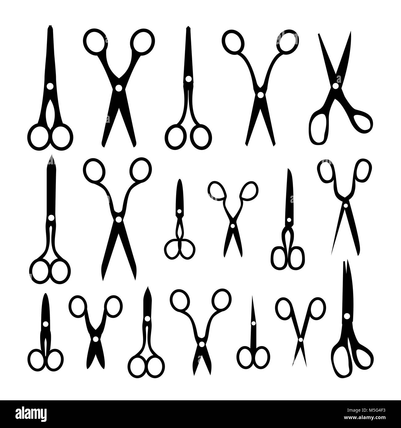 Scissor Icon Set Vector Different Types Opened And Closed Stock