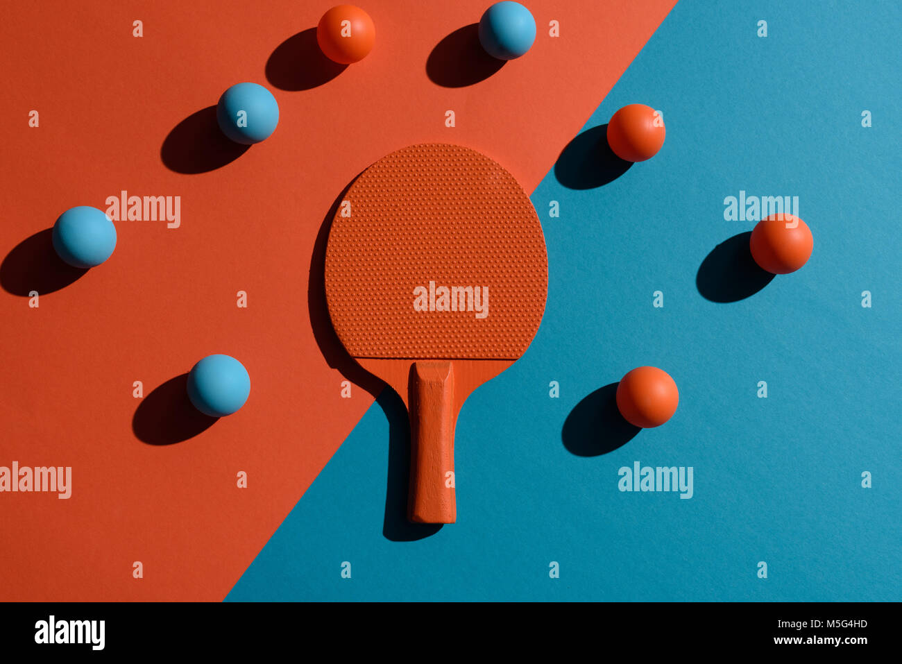 ping pong racket and balls Stock Photo