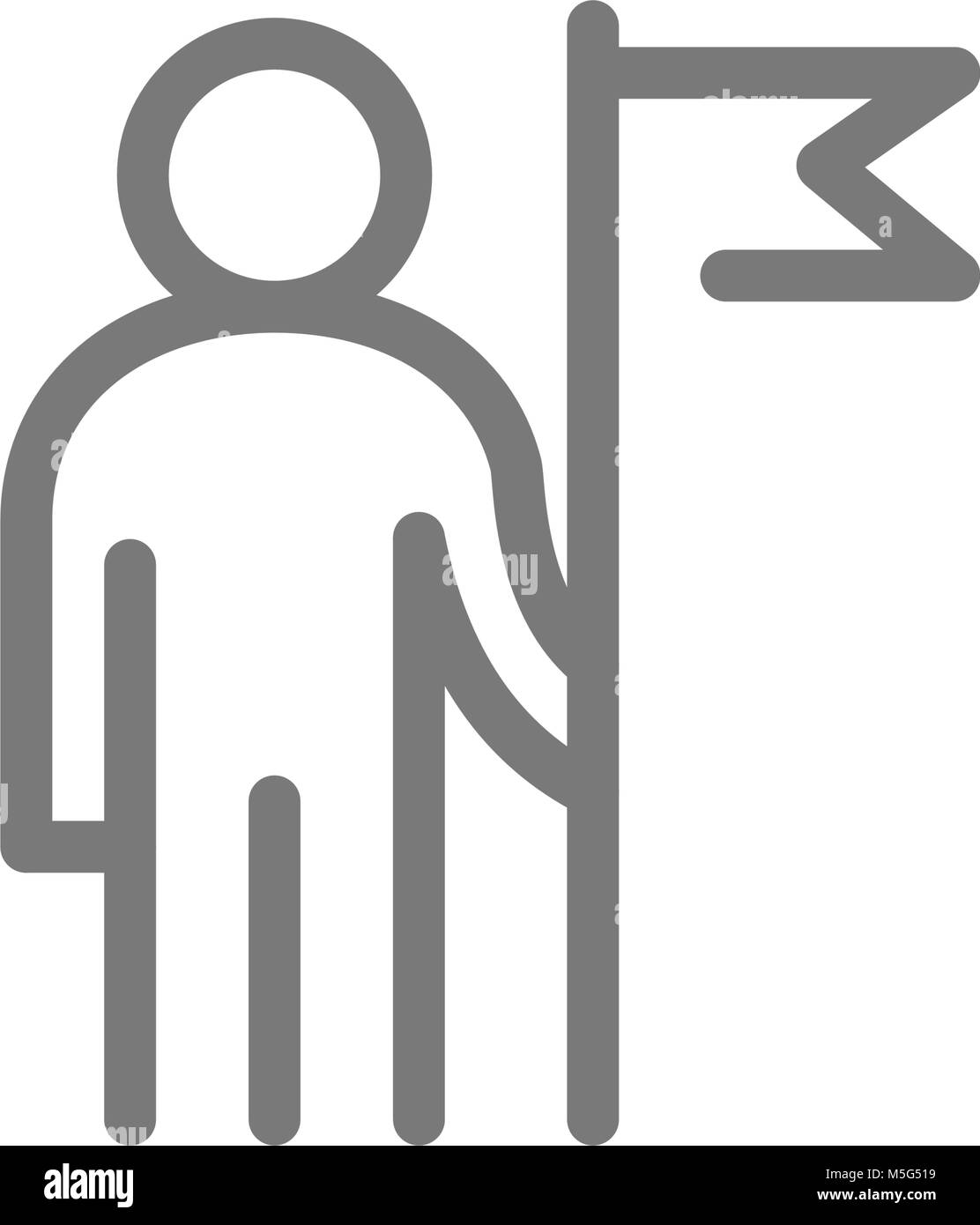 Simple business man with a flag line icon. Symbol and sign vector ...
