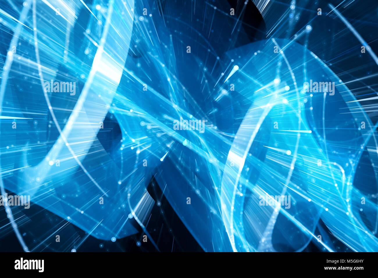 Blue glowing futuristic technology and big data in motion, computer ...