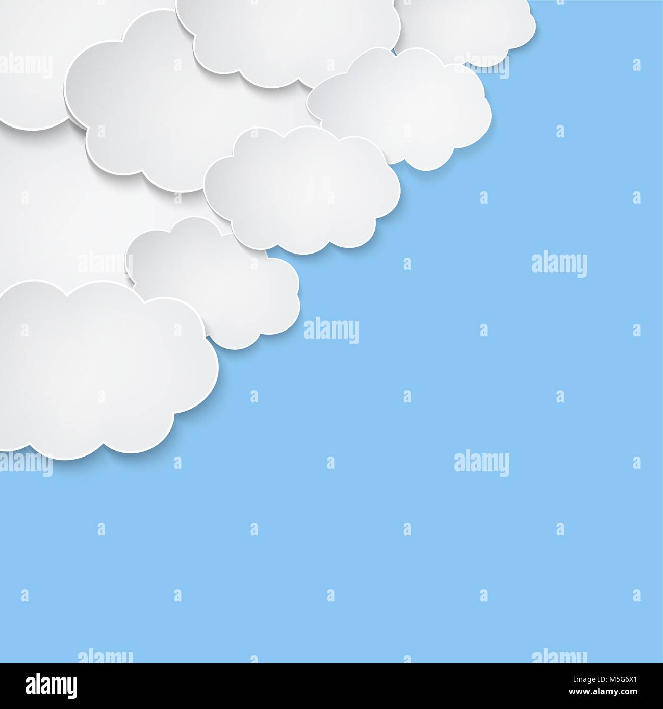 Abstract white paper speech bubble clouds on blue background Stock ...