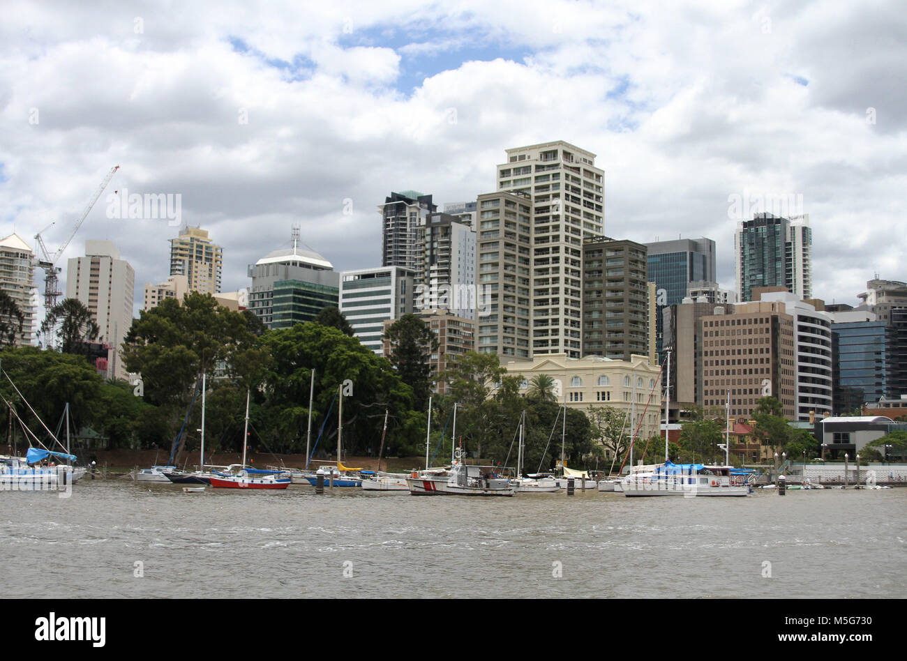 Cityscape of Brisbane CBD with Brisbane River in the foreground, Brisbane, Australia Stock Photo