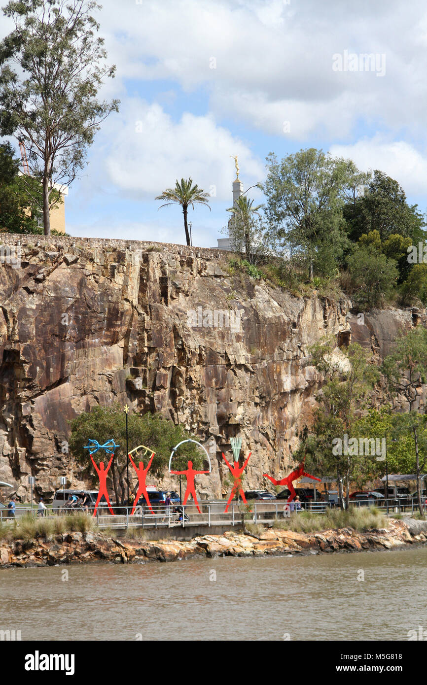 Sculptures on the Brisbane riverside near Kangaroo Point, Brisbane, Australia Stock Photo