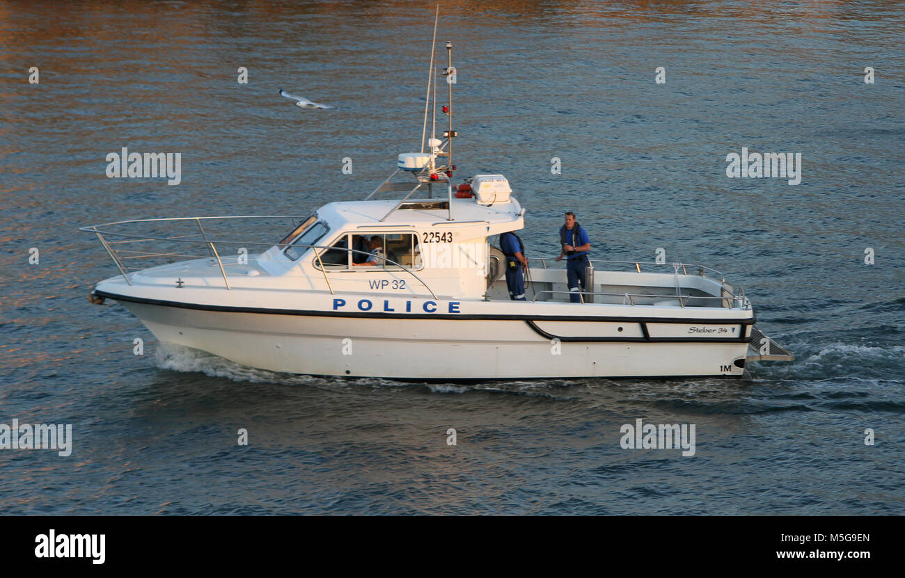 Sydney Harbour police patrol boat, Australia Stock Photo