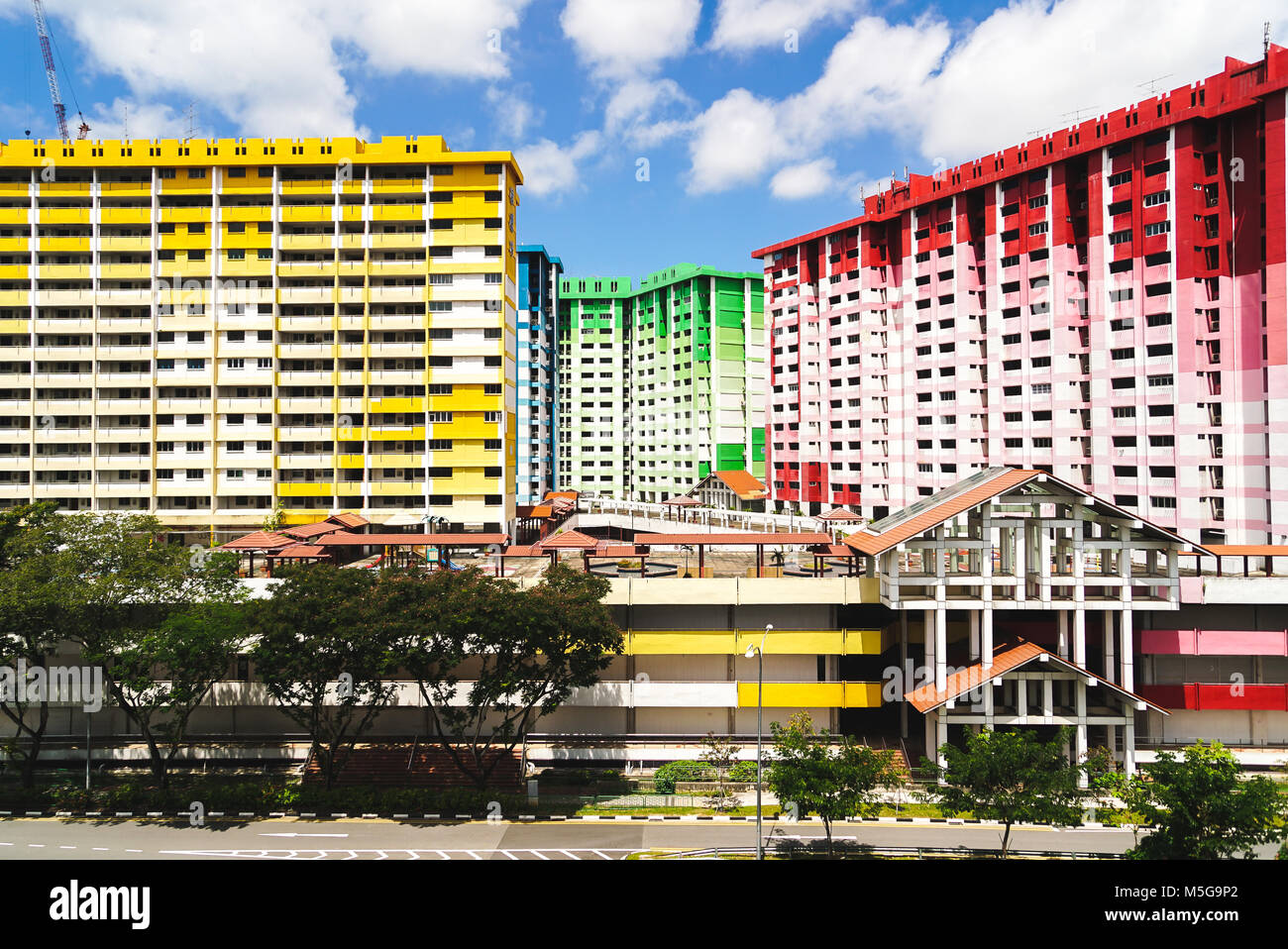 Colorful 1970s Public Housing in Singapore. Picture taken at Rochor ...